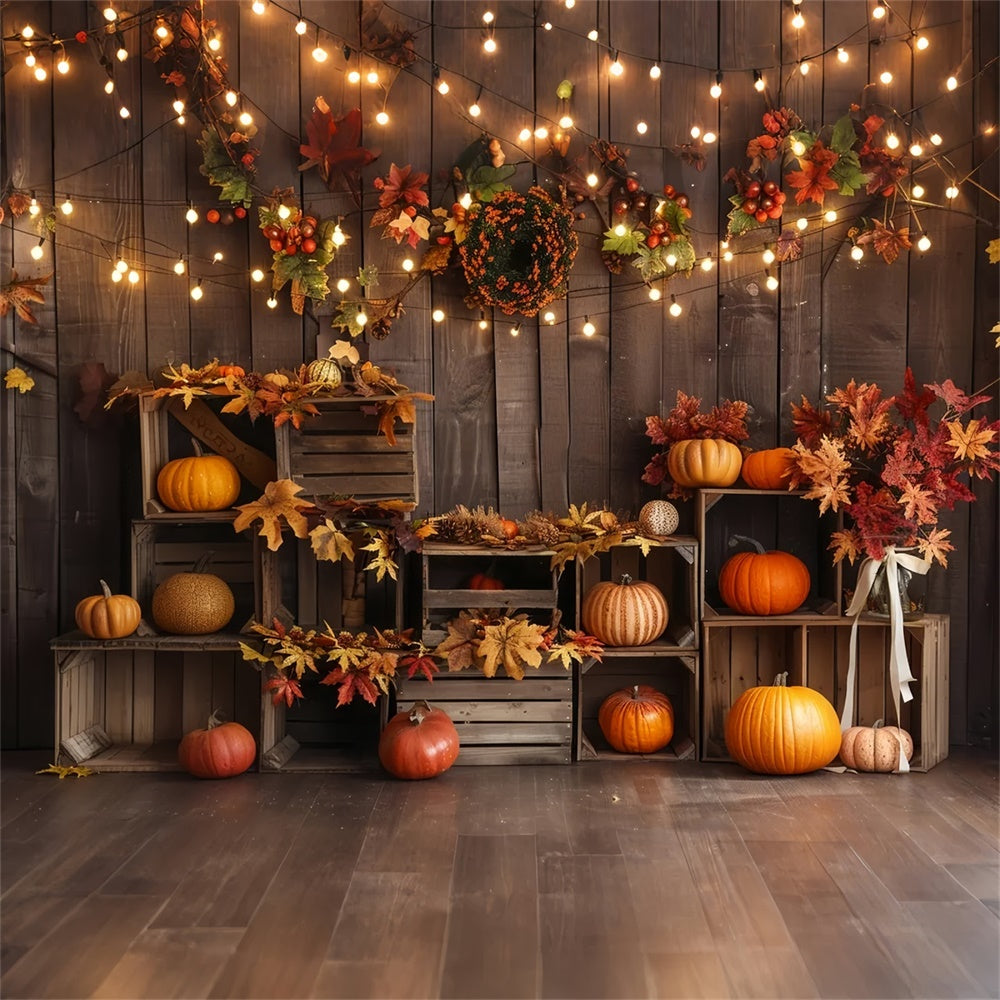 Autumn Wood Board Pumpkin Shelf Lamb Backdrop UK BRP7-161