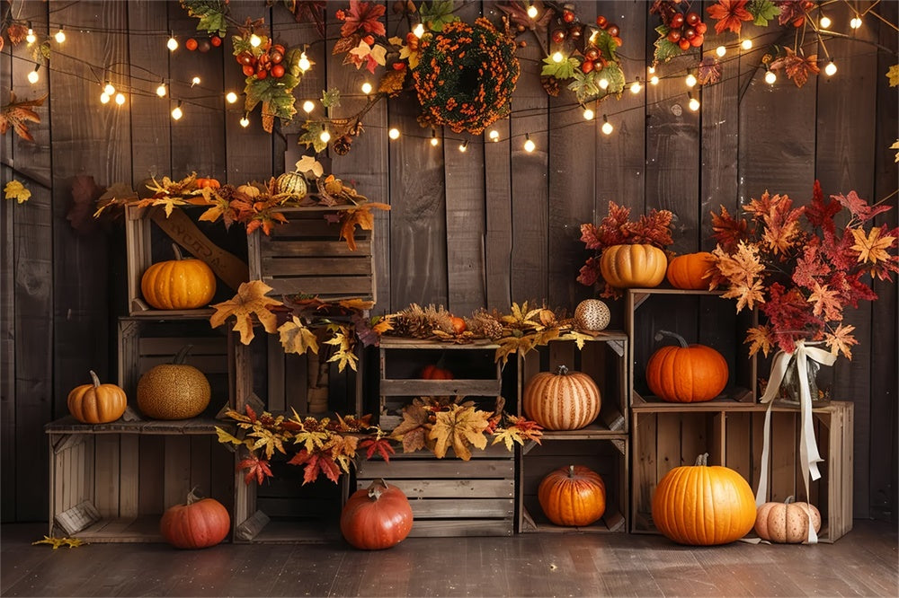 Autumn Wood Board Pumpkin Shelf Lamb Backdrop UK BRP7-161