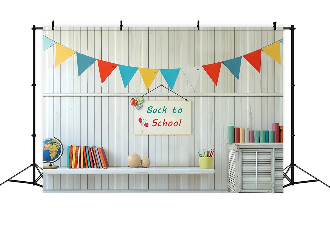 Back to School Colorful Flags Backdrop UK BRP7-170