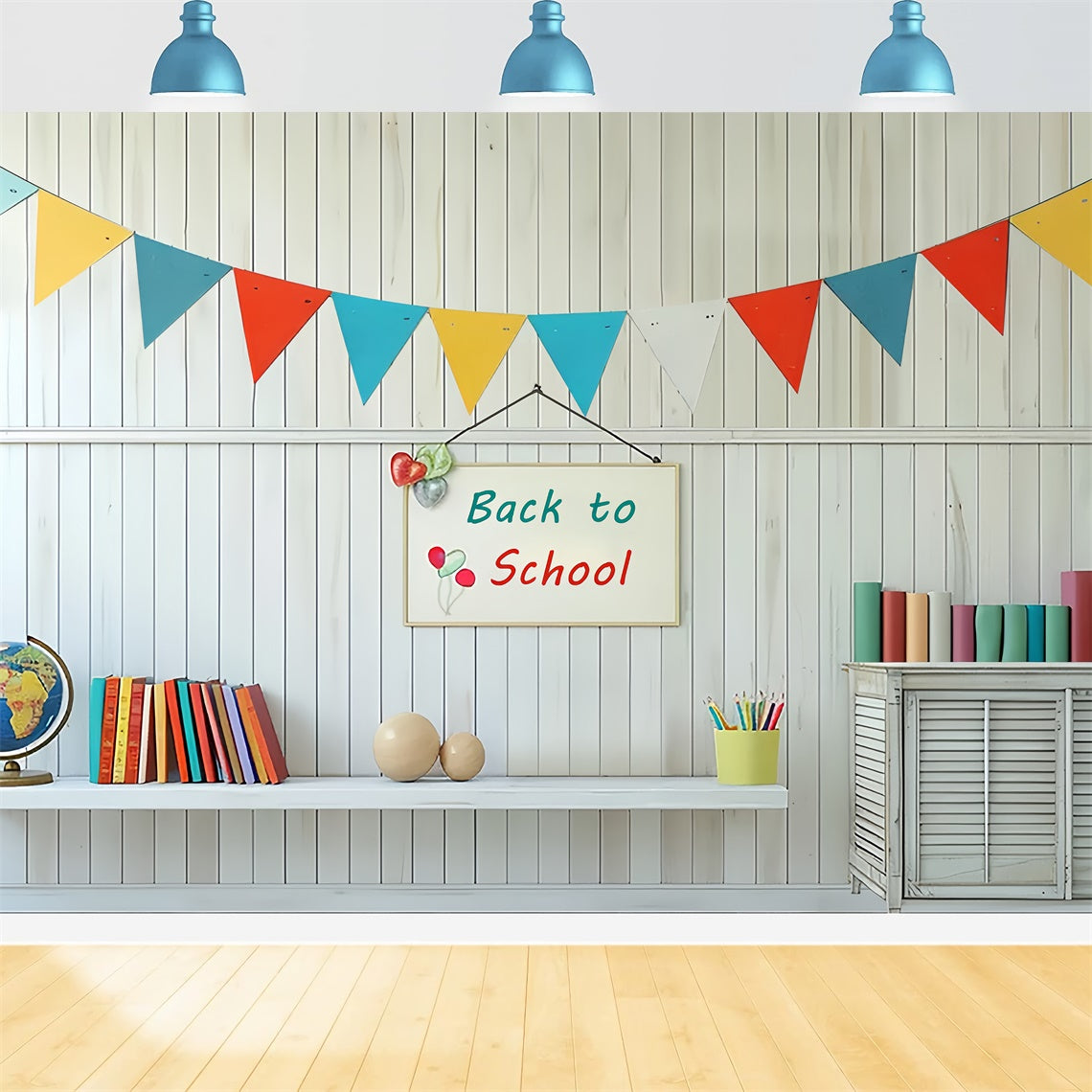 Back to School Colorful Flags Backdrop UK BRP7-170