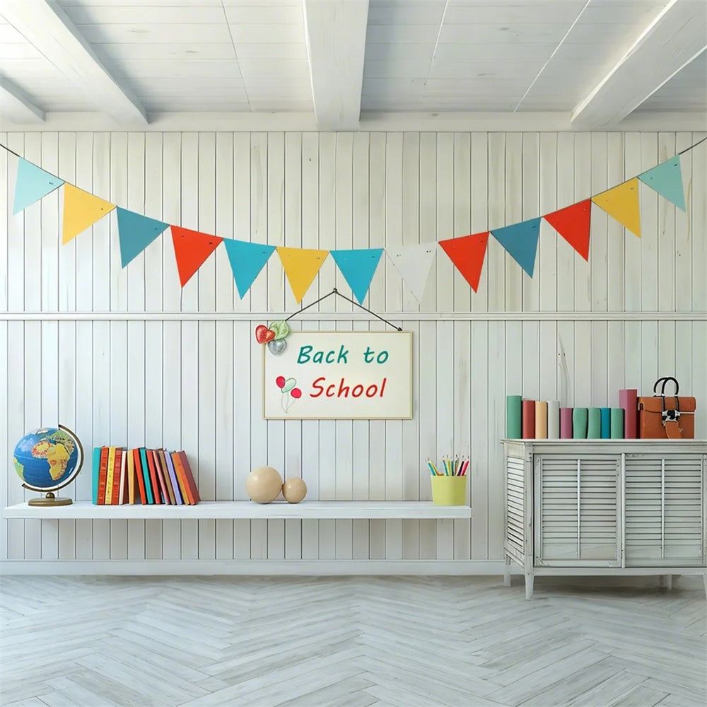 Back to School Colorful Flags Backdrop UK BRP7-170