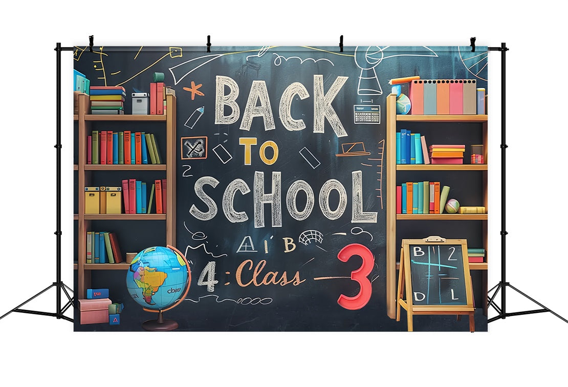 Back to School Bookshelf Blackboard Backdrop UK BRP7-177