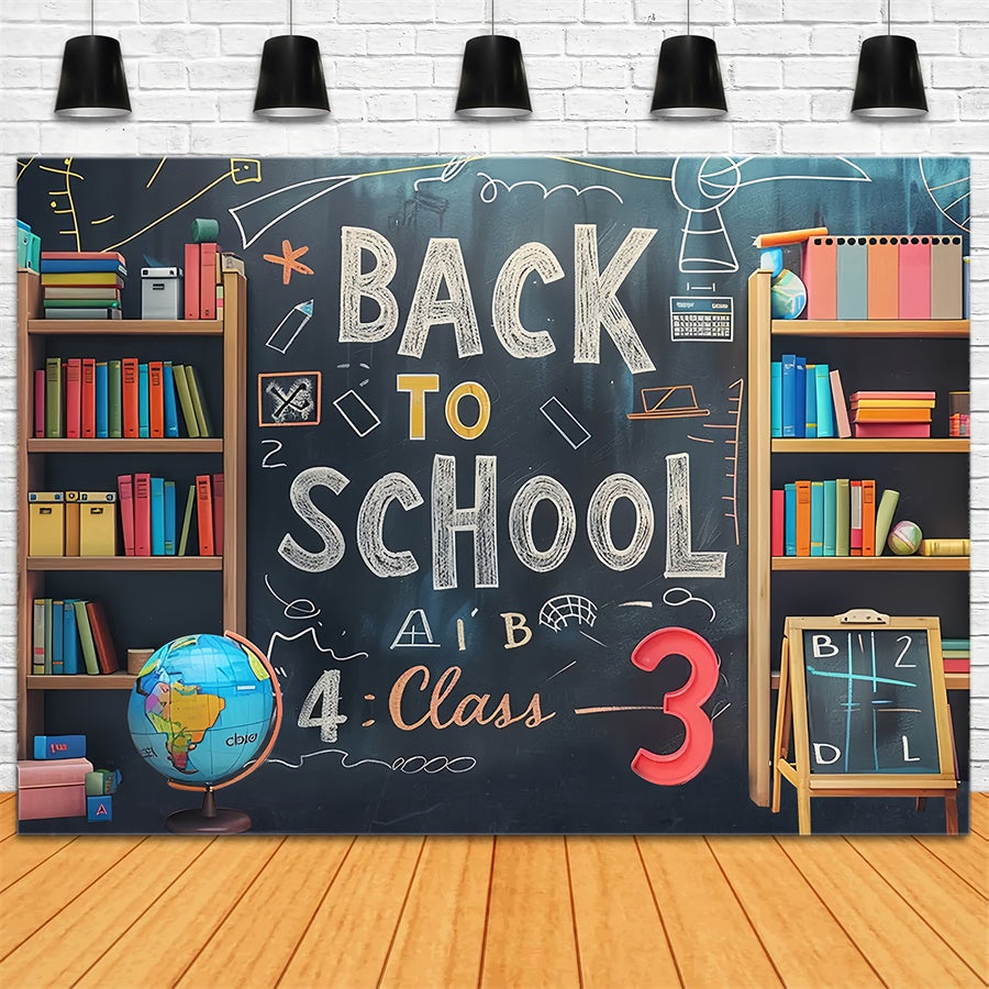 Back to School Bookshelf Blackboard Backdrop UK BRP7-177