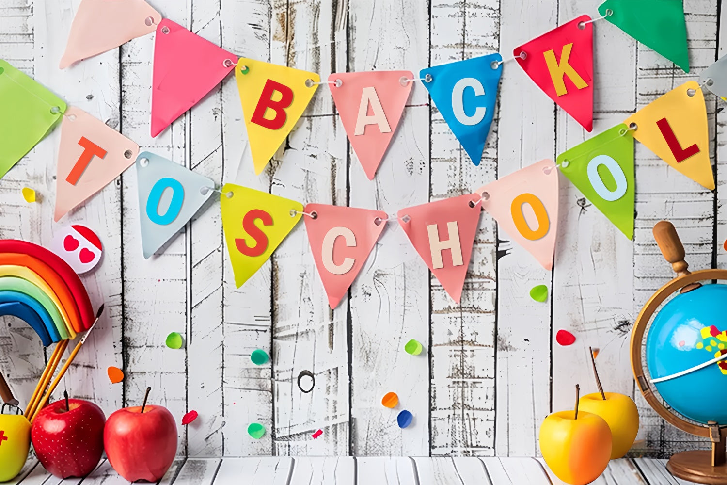 Back to School Rainbow Fruits Backdrop UK BRP7-178