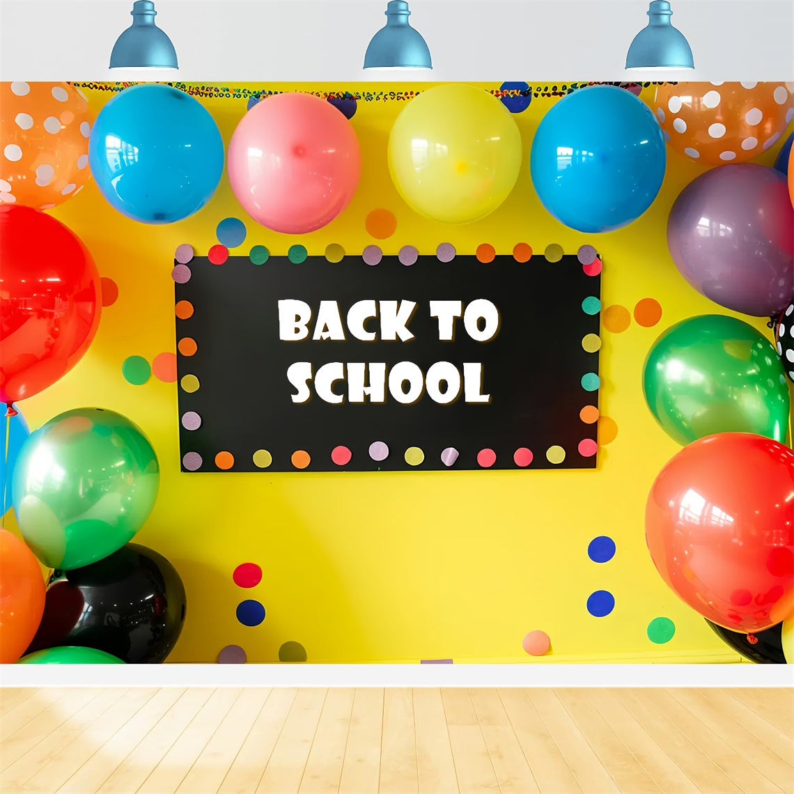 Back to School Yellow Wall Balloon Backdrop UK BRP7-180