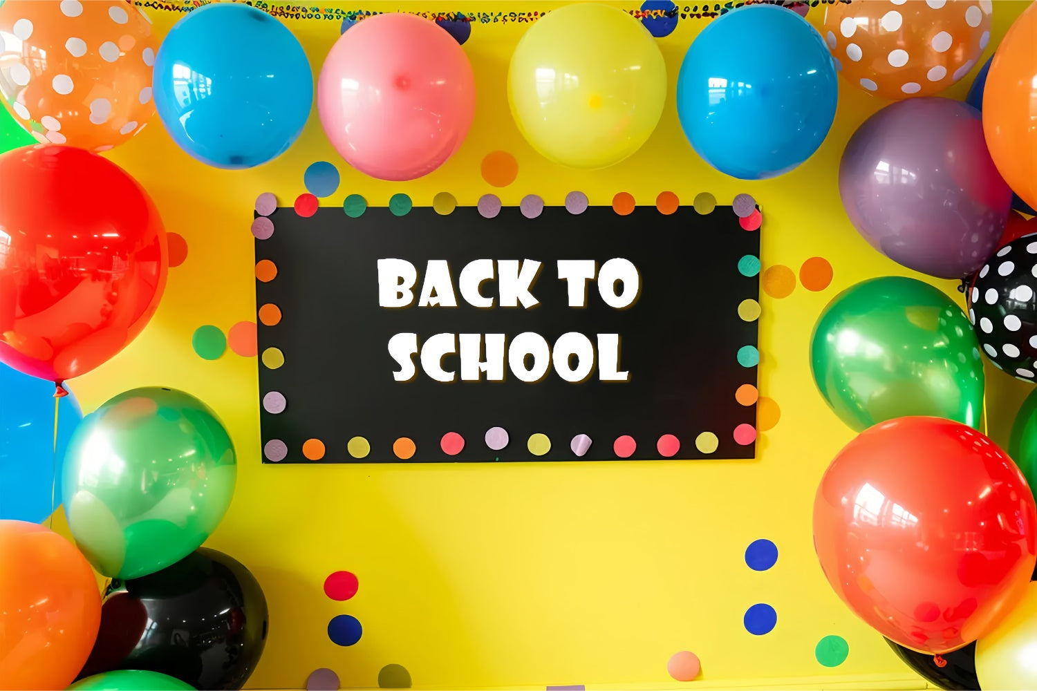 Back to School Yellow Wall Balloon Backdrop UK BRP7-180