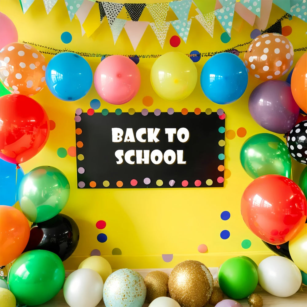 Back to School Yellow Wall Balloon Backdrop UK BRP7-180