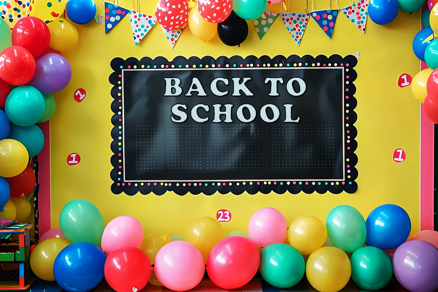 Welcome Flag Balloon Back to School Backdrop UK BRP7-182