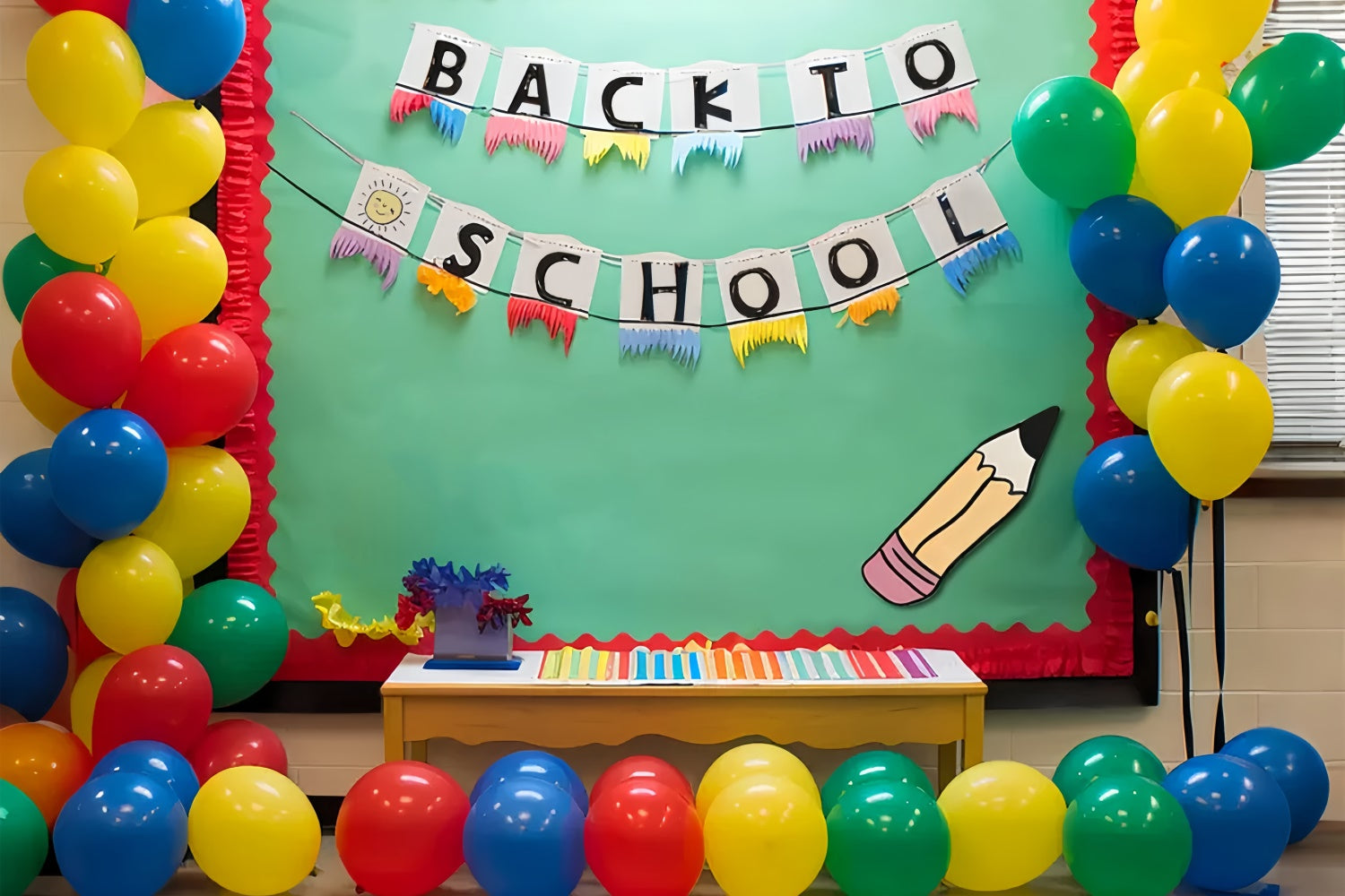 Back to School Colorful Classroom Backdrop UK BRP7-183