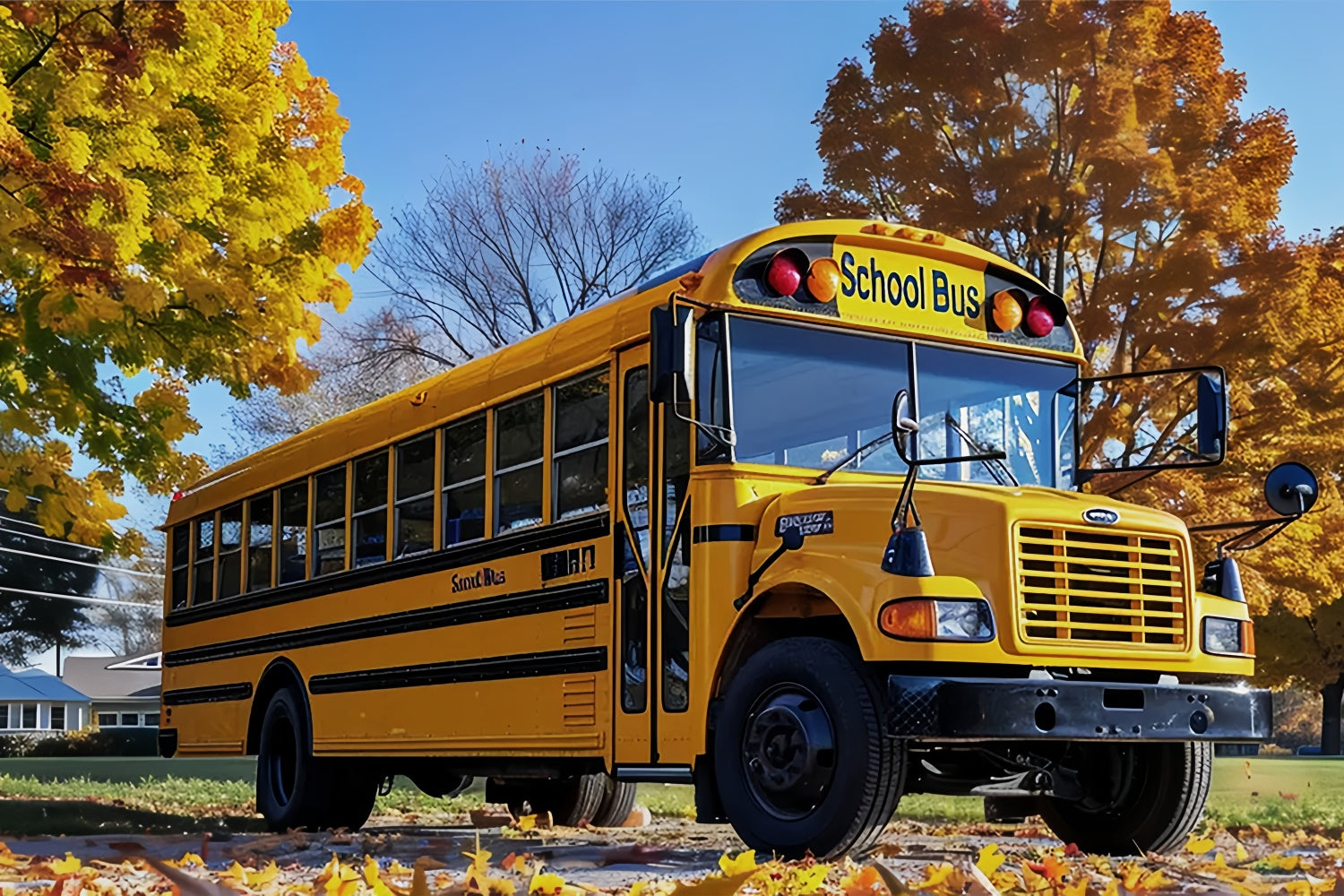 Back to School Country School Bus Backdrop UK BRP7-186