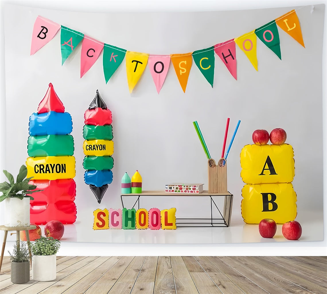 Back to School Cartoon Crayon Backdrop UK BRP7-187