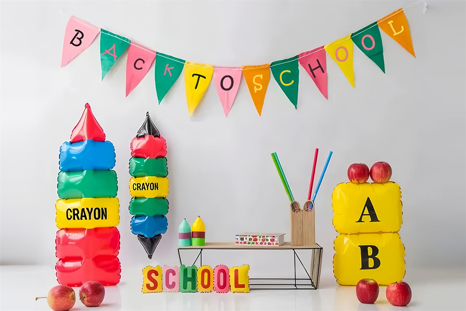 Back to School Cartoon Crayon Backdrop UK BRP7-187