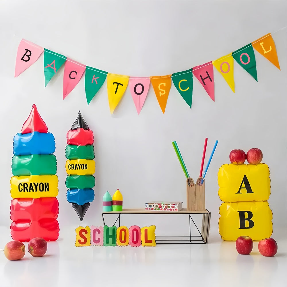 Back to School Cartoon Crayon Backdrop UK BRP7-187