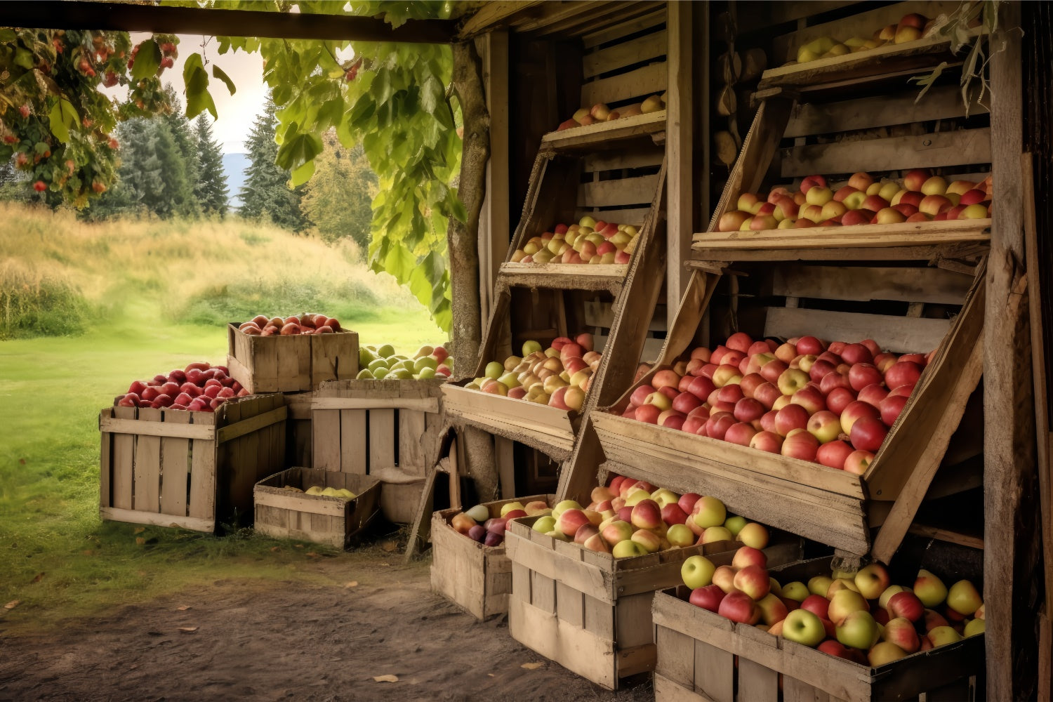 Autumn Farm Fresh Apple Stand Backdrop UK BRP7-193