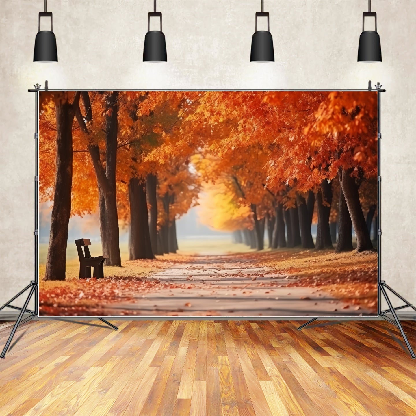 Autumn Golden Leaves Park Path Backdrop UK BRP7-194