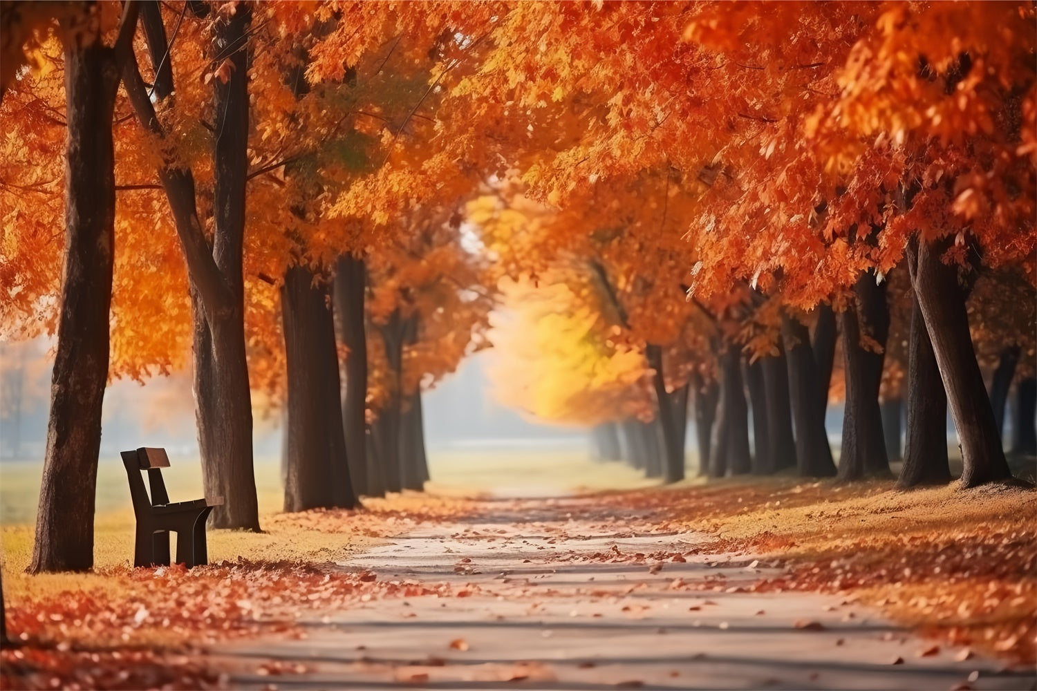 Autumn Golden Leaves Park Path Backdrop UK BRP7-194