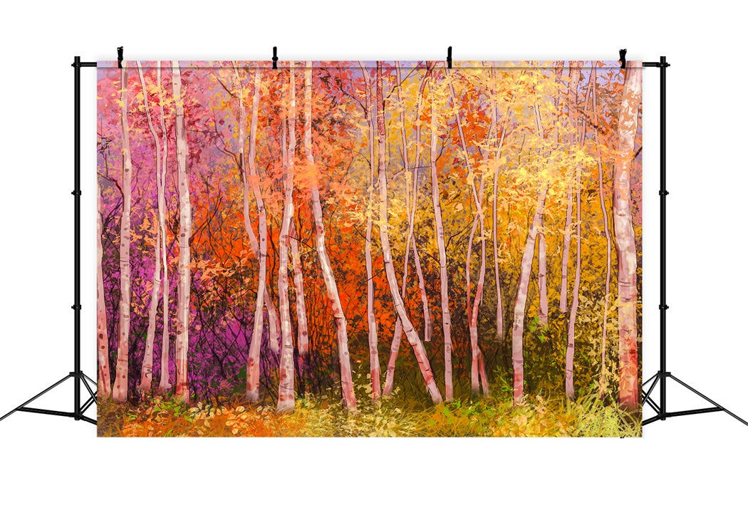 Colorful Autumn Birch Forest Backdrop UK BRP7-197