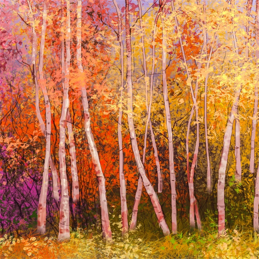 Colorful Autumn Birch Forest Backdrop UK BRP7-197