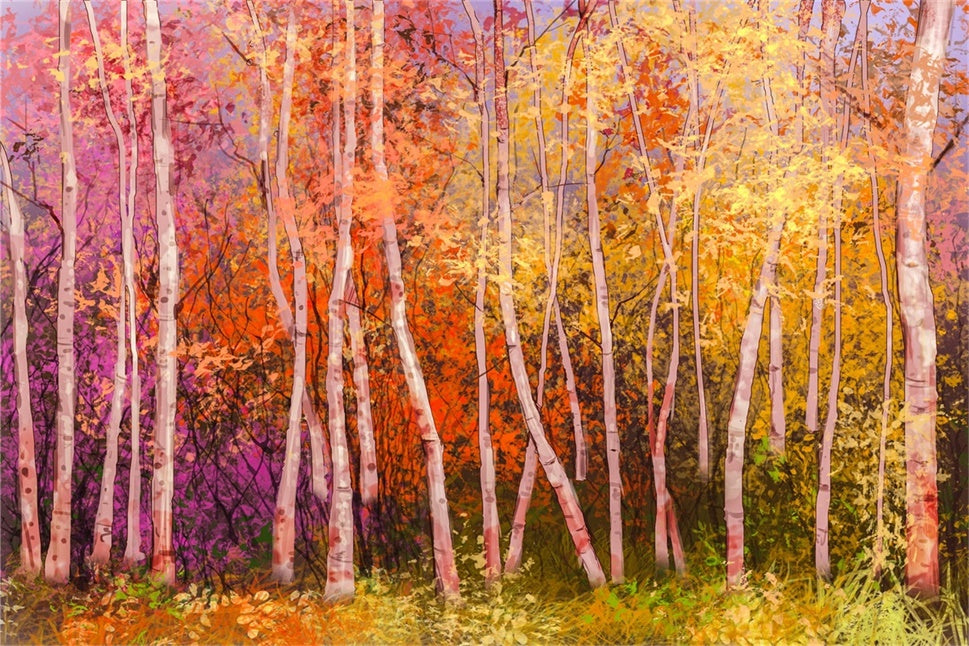 Colorful Autumn Birch Forest Backdrop UK BRP7-197