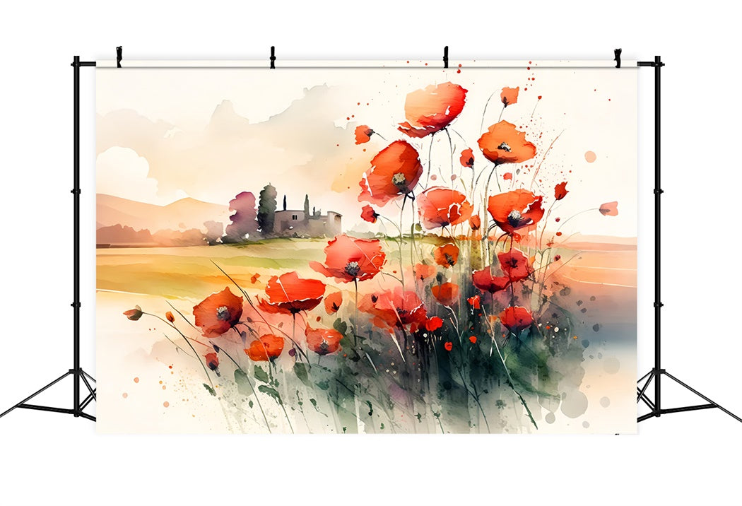 Watercolor Flowers Countryside Autumn Backdrop UK BRP7-198