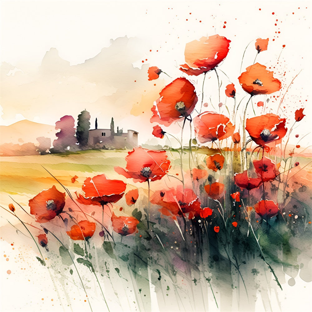 Watercolor Flowers Countryside Autumn Backdrop UK BRP7-198