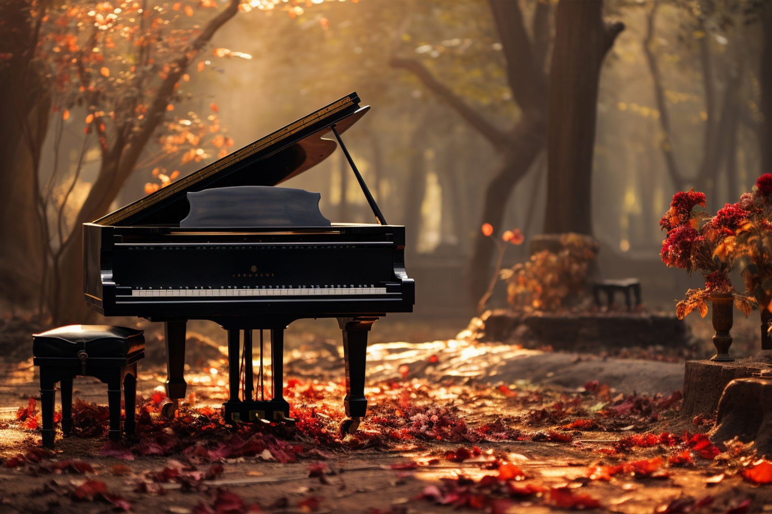 Melodic Autumn Pathway Piano Backdrop UK BRP7-199