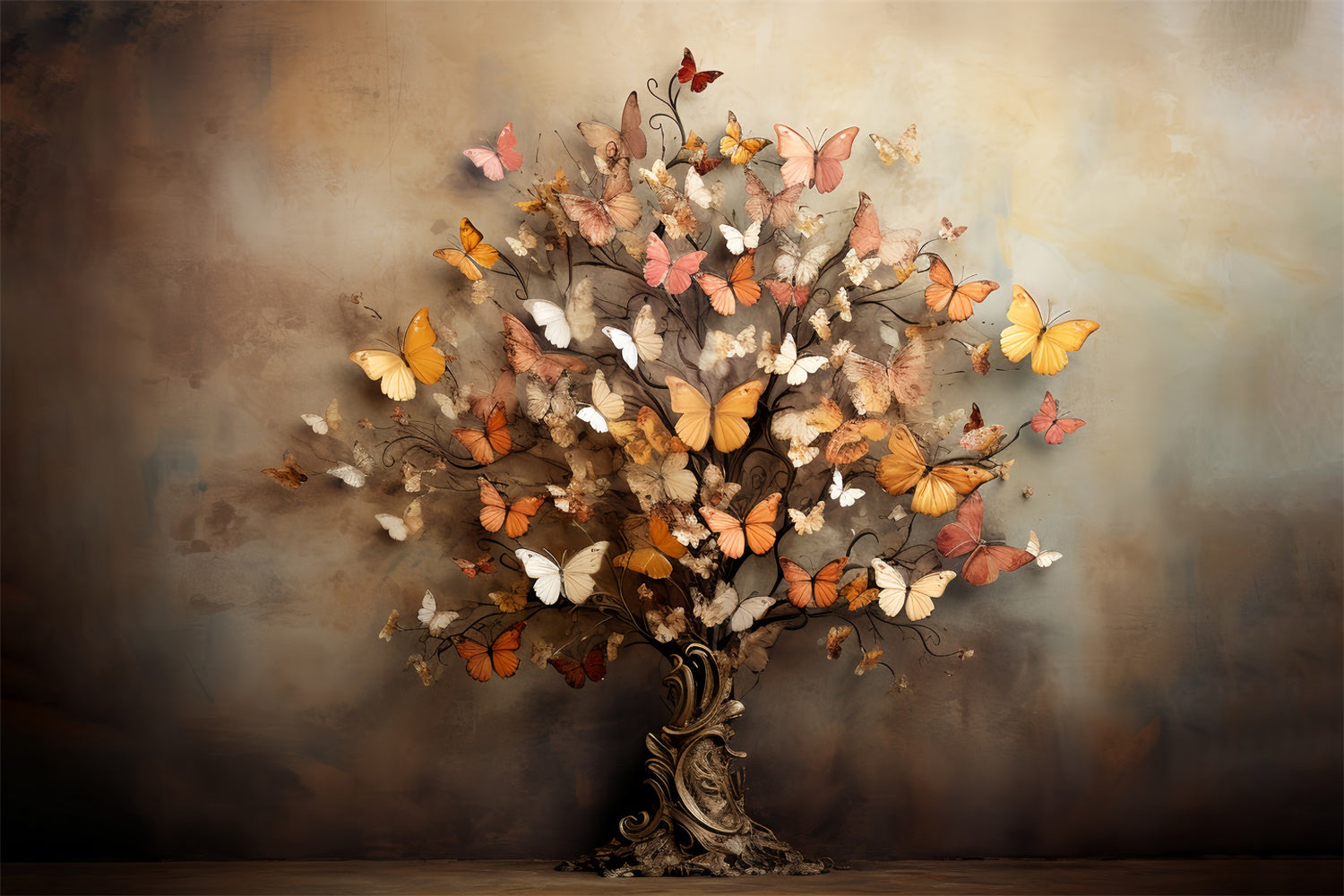 Artistic Autumn Tree with Butterflies Backdrop UK BRP7-201