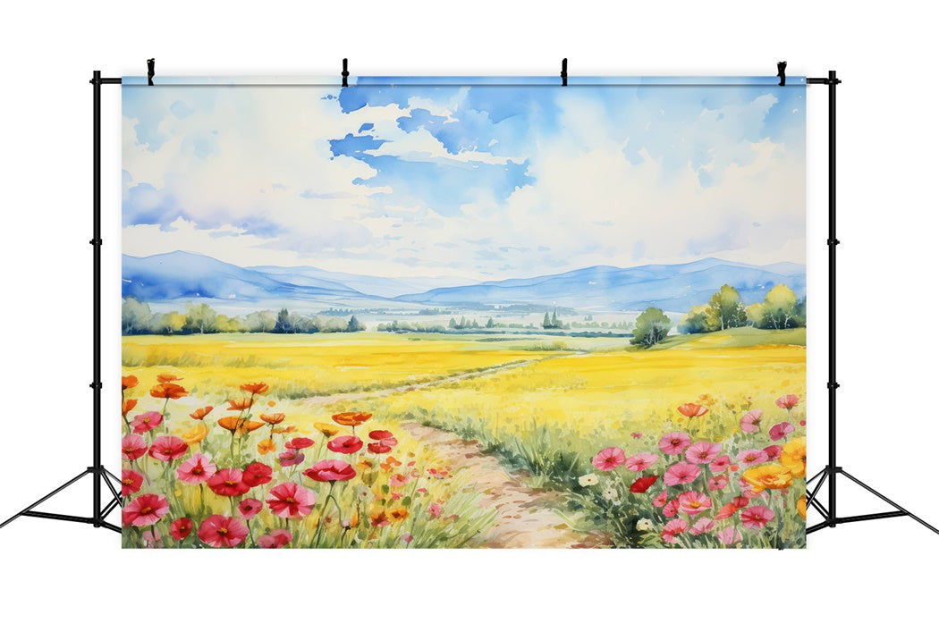 Autumn Sunny Wildflower Field Backdrop UK BRP7-206