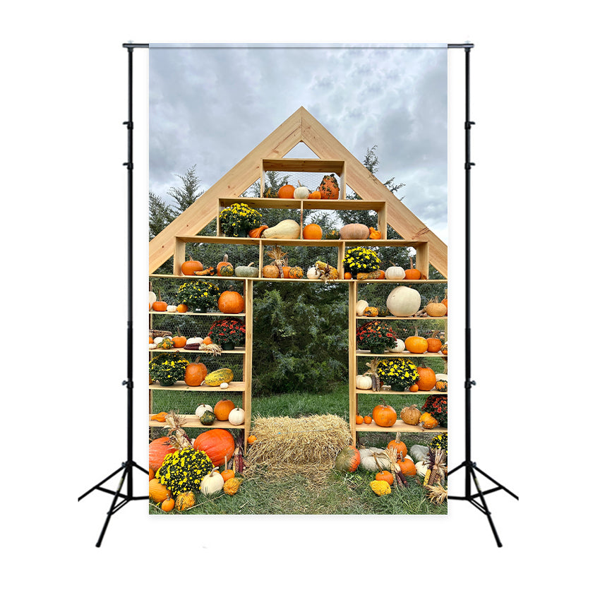 Rustic Pumpkin Display Autumn Backdrop UK BRP7-208