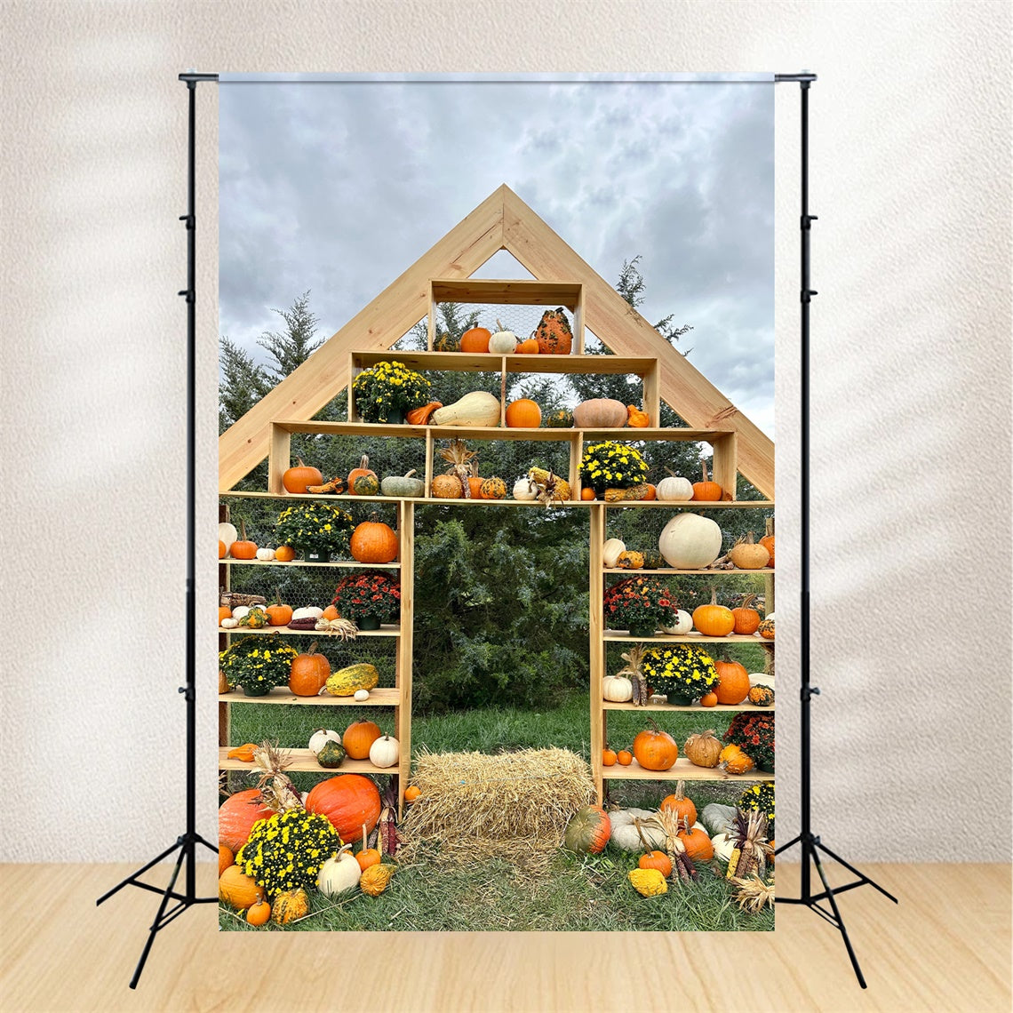 Rustic Pumpkin Display Autumn Backdrop UK BRP7-208