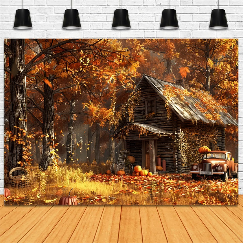 Enchanted Fall Cabin Woods Backdrop UK BRP7-209