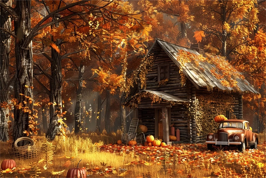 Enchanted Fall Cabin Woods Backdrop UK BRP7-209