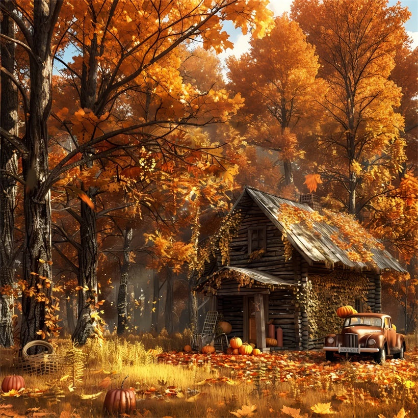 Enchanted Fall Cabin Woods Backdrop UK BRP7-209