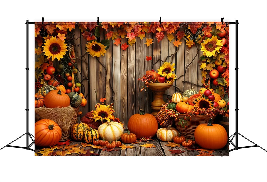 Charming Autumn Sunflower Pumpkin Backdrop UK BRP7-214