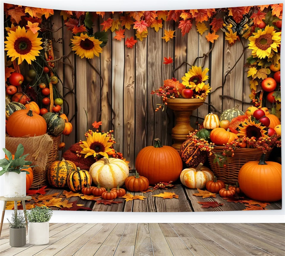 Charming Autumn Sunflower Pumpkin Backdrop UK BRP7-214