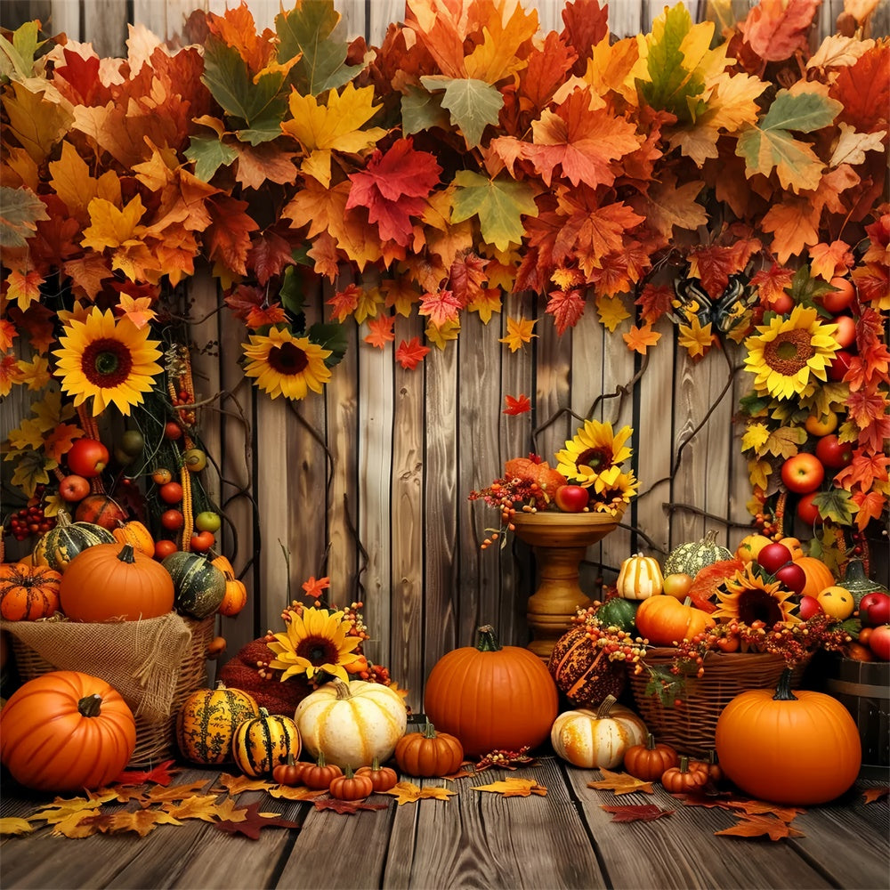 Charming Autumn Sunflower Pumpkin Backdrop UK BRP7-214