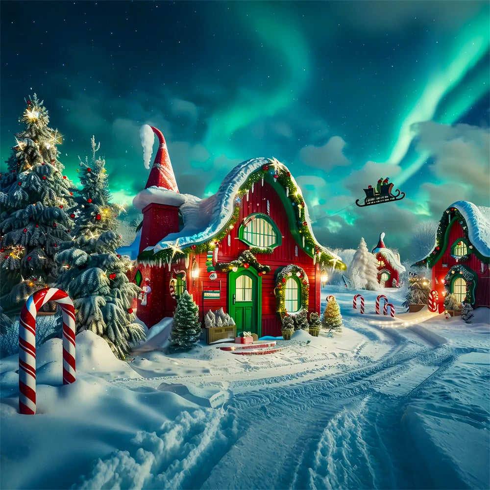 Christmas Elf House with Aurora Backdrop UK BRP7-218