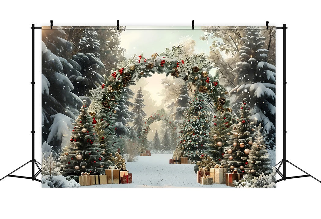 Christmas Enchanted Forest Gift Arch Backdrop UK BRP7-219