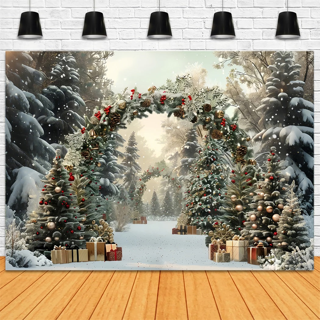 Christmas Enchanted Forest Gift Arch Backdrop UK BRP7-219