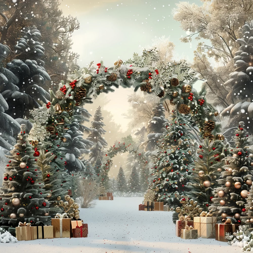 Christmas Enchanted Forest Gift Arch Backdrop UK BRP7-219