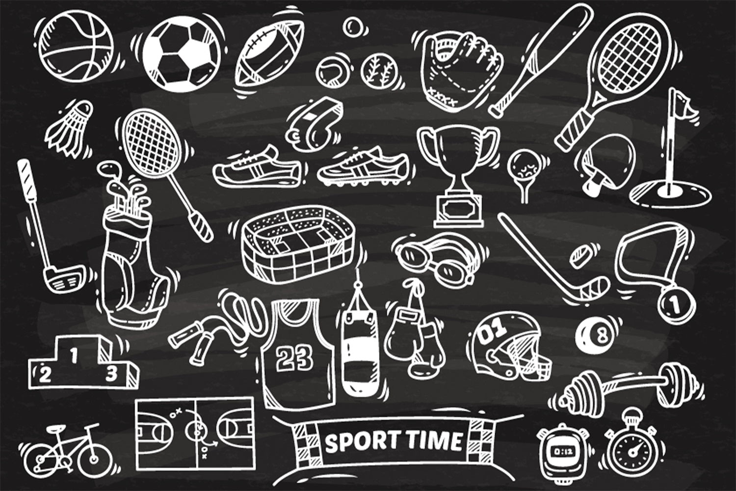 Back to School Sports Chalkboard Backdrop UK BRP7-22