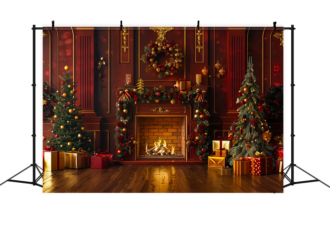 Christmas Warm Fireplace Backdrop UK BRP7-222