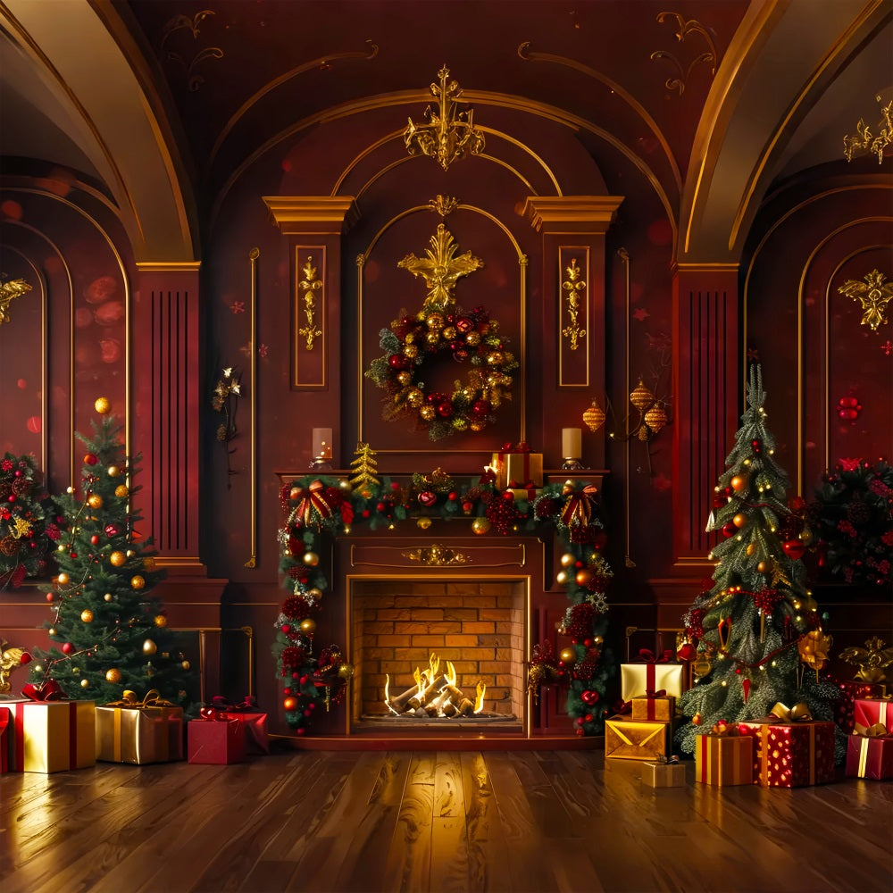 Christmas Warm Fireplace Backdrop UK BRP7-222