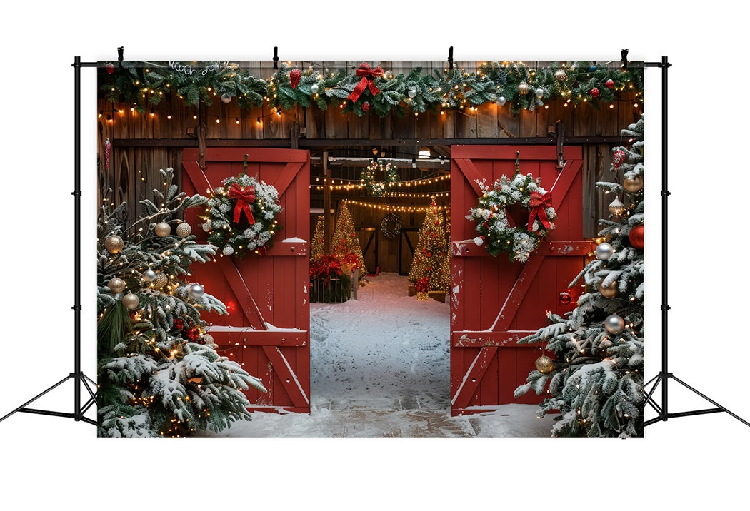 Christmas Rustic Barn Entrance Backdrop UK BRP7-223