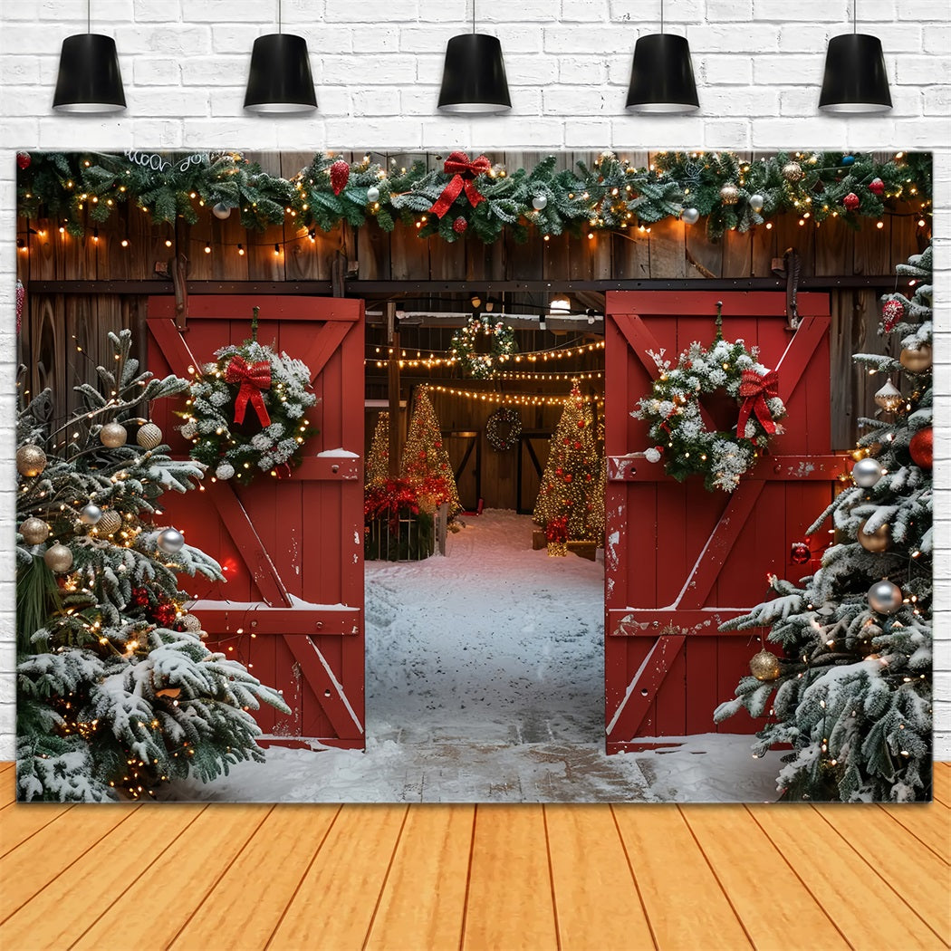 Christmas Rustic Barn Entrance Backdrop UK BRP7-223