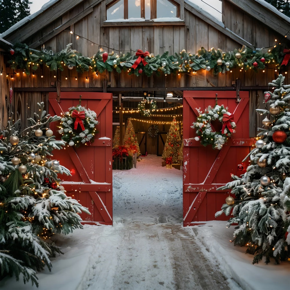 Christmas Rustic Barn Entrance Backdrop UK BRP7-223