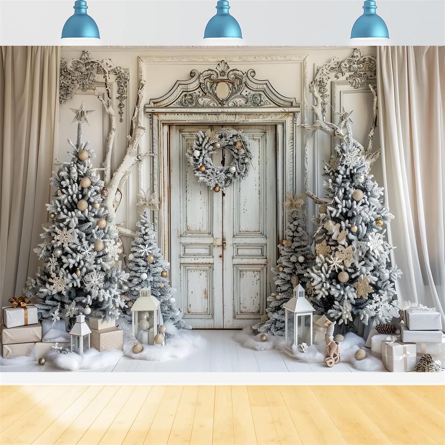 Christmas White Door Tree Backdrop UK BRP7-226