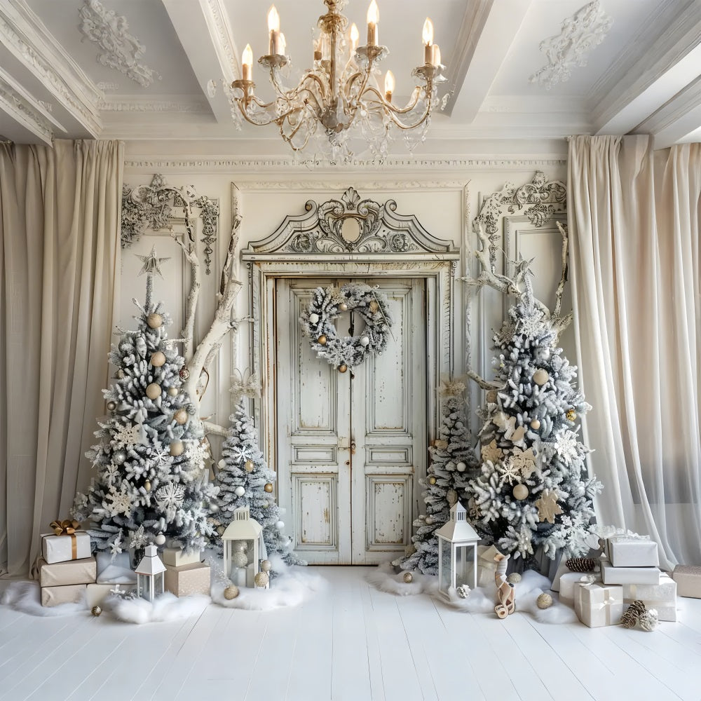 Christmas White Door Tree Backdrop UK BRP7-226