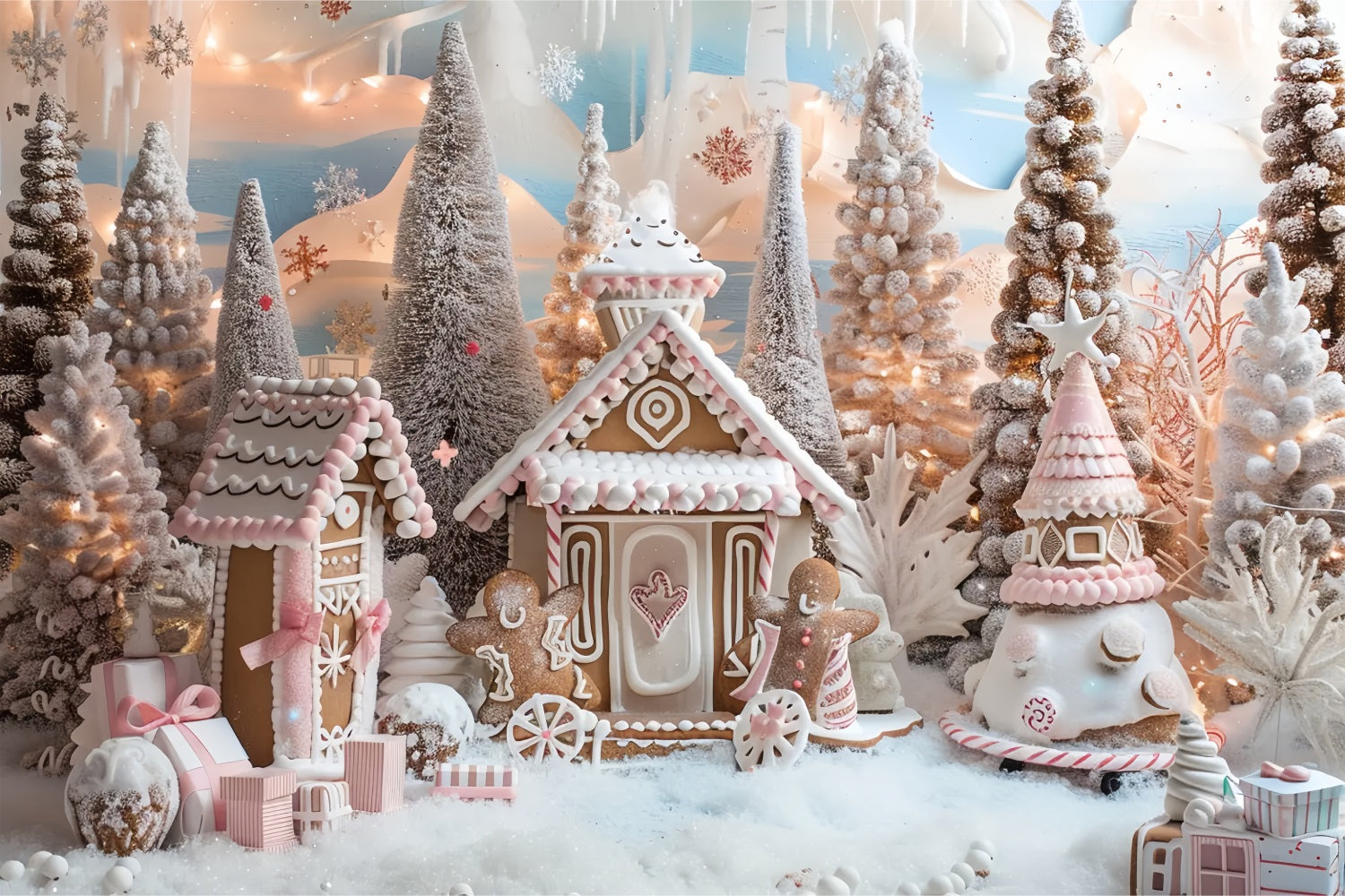 Christmas Frosted Gingerbread House Backdrop UK BRP7-227