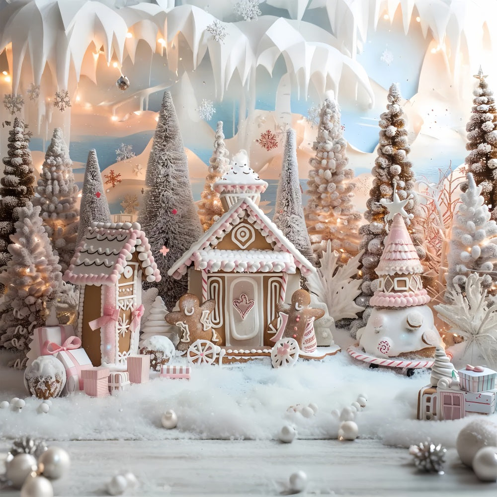 Christmas Frosted Gingerbread House Backdrop UK BRP7-227